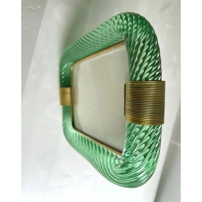 Discount Pamono Green Torchon Picture Frame in Murano Glass and Brass by Simoeng