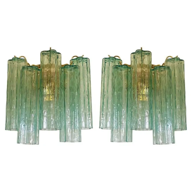 Outlet Pamono Green Tronchi Murano Glass Wall Sconces by Simoeng, Set of 2