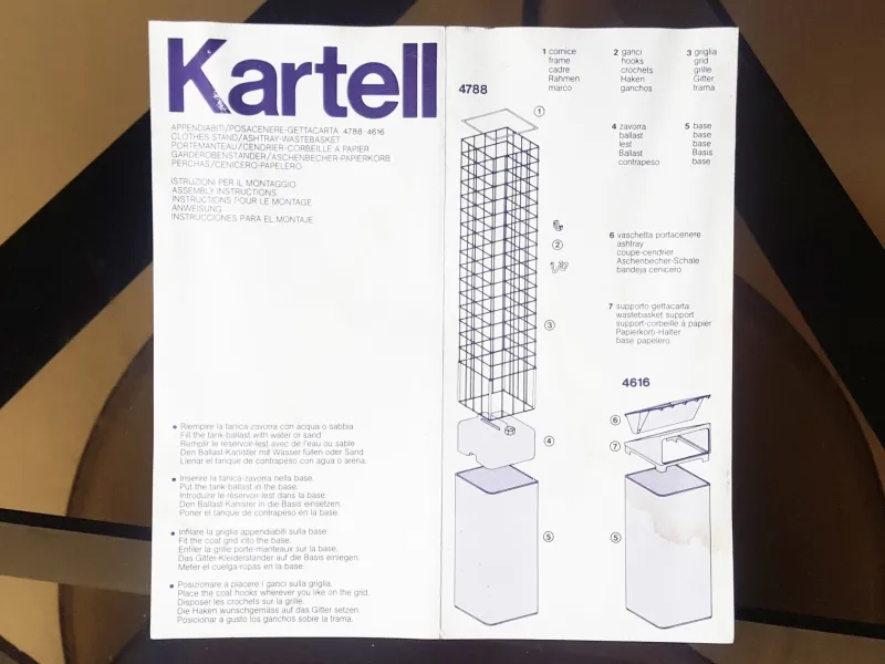 Pamono Grey Plastic & White Metal 4788 Freestanding Clothes Stand by Anna Castelli Ferrieri for Kartell, 1980s> Racks, Hooks & Valets