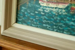 Pamono Göte Johansson, Fiskeläge Bohuslän, Mid-20th Century, Oil on Panel, Framed><noscript><img width=