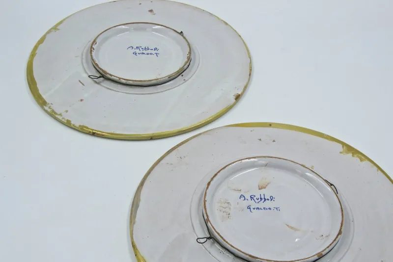 Outlet Pamono Gualdo Tadino Dishes by A.Rubboli, 1930s, Set of 2