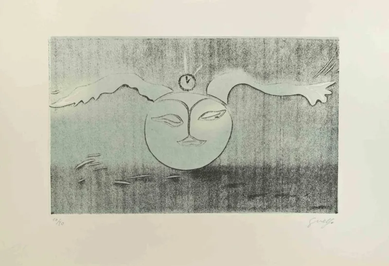 Pamono Guelfo Bianchini, Lunar Poet, Etching, 1970s> Prints & Multiples