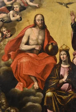 New Pamono Guglielmo Caccia, Assumption of the Virgin Trinity Angels, 1630, Oil on Canvas, Framed