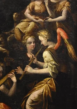 New Pamono Guglielmo Caccia, Assumption of the Virgin Trinity Angels, 1630, Oil on Canvas, Framed