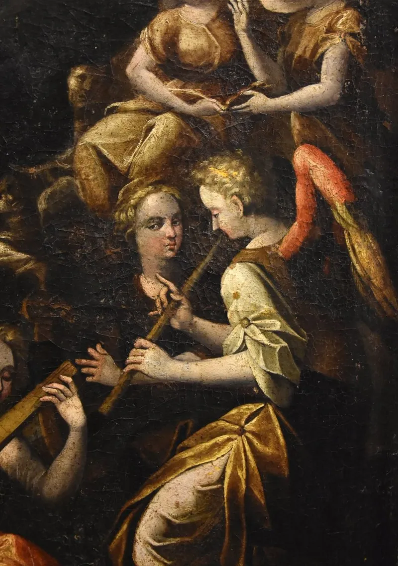 New Pamono Guglielmo Caccia, Assumption of the Virgin Trinity Angels, 1630, Oil on Canvas, Framed