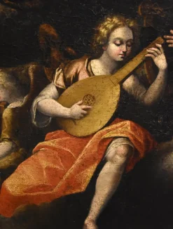 New Pamono Guglielmo Caccia, Assumption of the Virgin Trinity Angels, 1630, Oil on Canvas, Framed