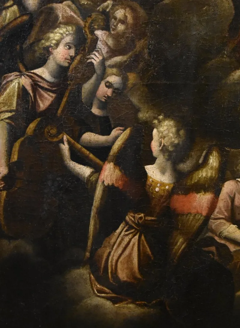 New Pamono Guglielmo Caccia, Assumption of the Virgin Trinity Angels, 1630, Oil on Canvas, Framed