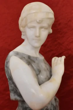 Pamono Guglielmo Pugi, Woman Sculpture, 1800s, Alabaster & Marble><noscript><img width=
