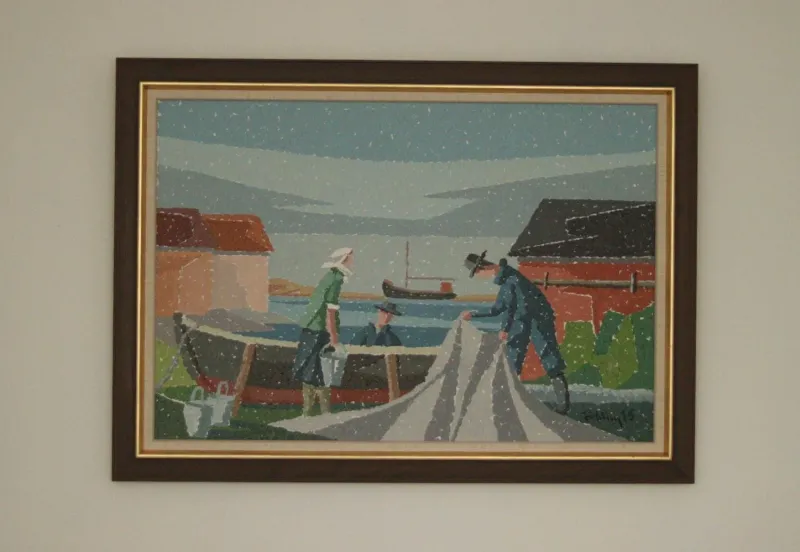 Pamono Gunnar Fohlin, Fisherman, 1975, Oil on Canvas, Framed> Mid-Century|Painting