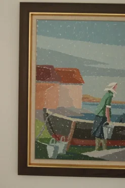 Pamono Gunnar Fohlin, Fisherman, 1975, Oil on Canvas, Framed> Mid-Century|Painting