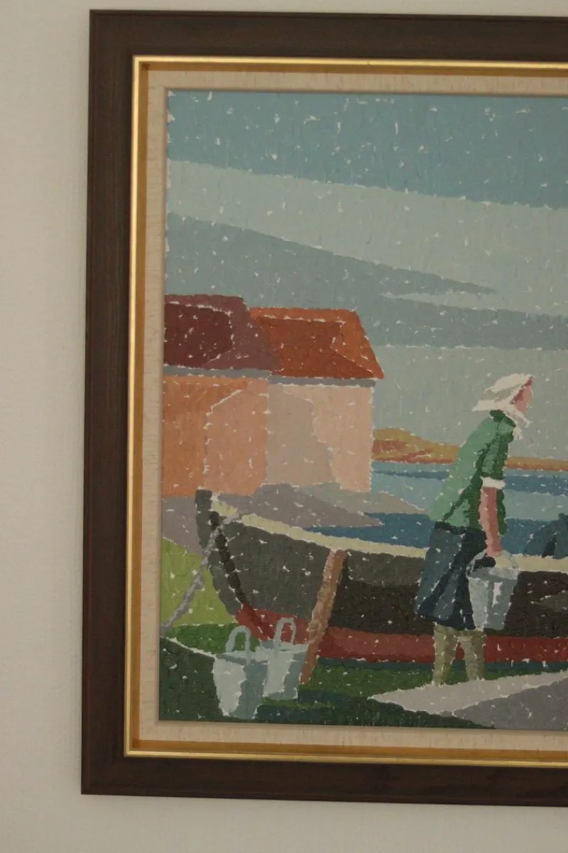 Pamono Gunnar Fohlin, Fisherman, 1975, Oil on Canvas, Framed> Mid-Century|Painting
