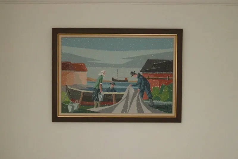 Pamono Gunnar Fohlin, Fisherman, 1975, Oil on Canvas, Framed> Mid-Century|Painting