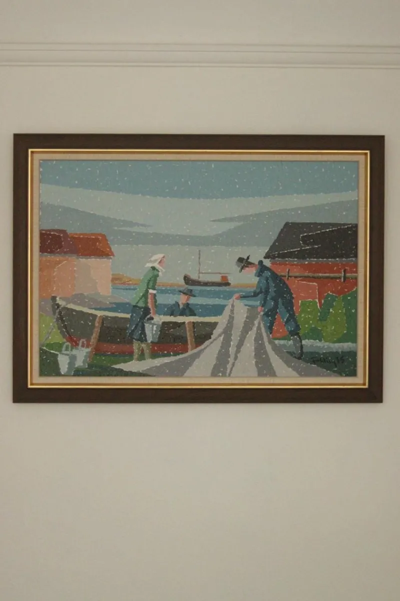 Pamono Gunnar Fohlin, Fisherman, 1975, Oil on Canvas, Framed> Mid-Century|Painting