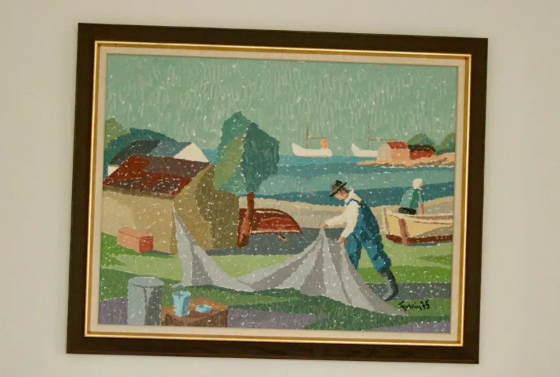 Pamono Gunnar Fohlin, Fisherman, 1960s, Oil on Canvas, Framed> Mid-Century