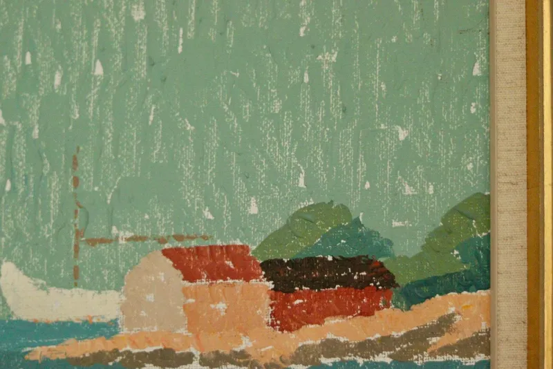 Pamono Gunnar Fohlin, Fisherman, 1960s, Oil on Canvas, Framed> Mid-Century