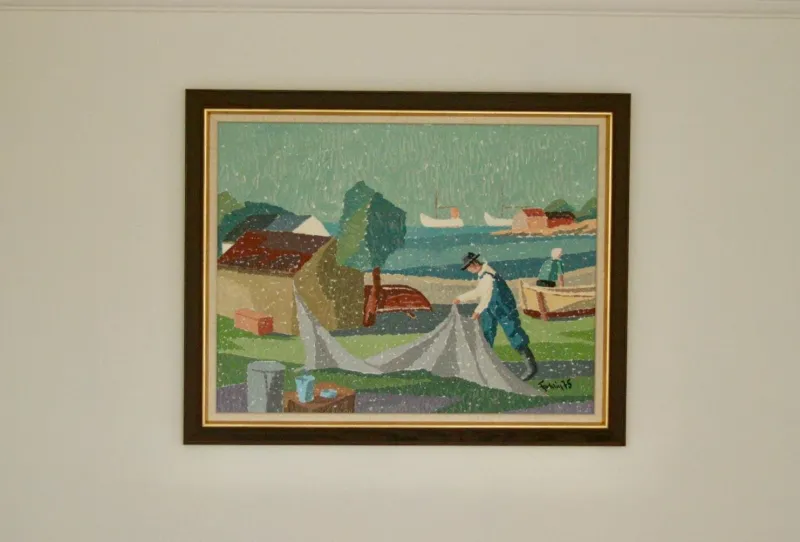 Pamono Gunnar Fohlin, Fisherman, 1960s, Oil on Canvas, Framed> Mid-Century