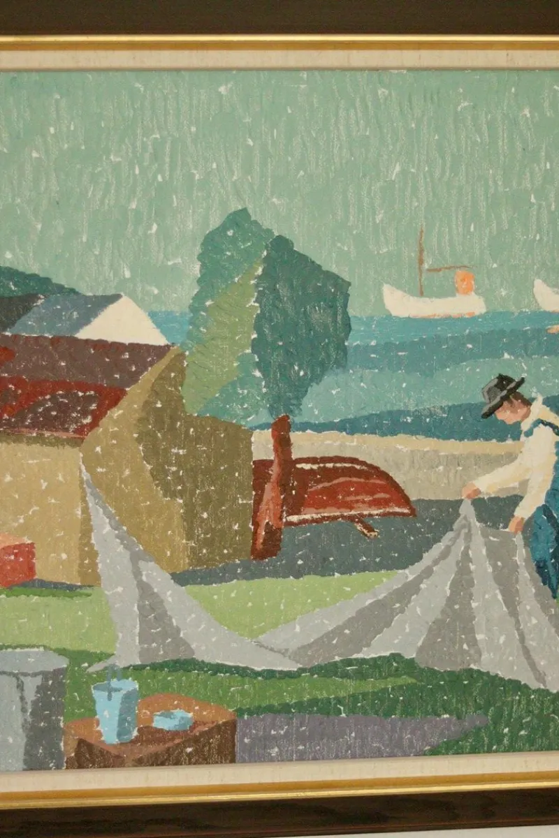 Pamono Gunnar Fohlin, Fisherman, 1960s, Oil on Canvas, Framed> Mid-Century