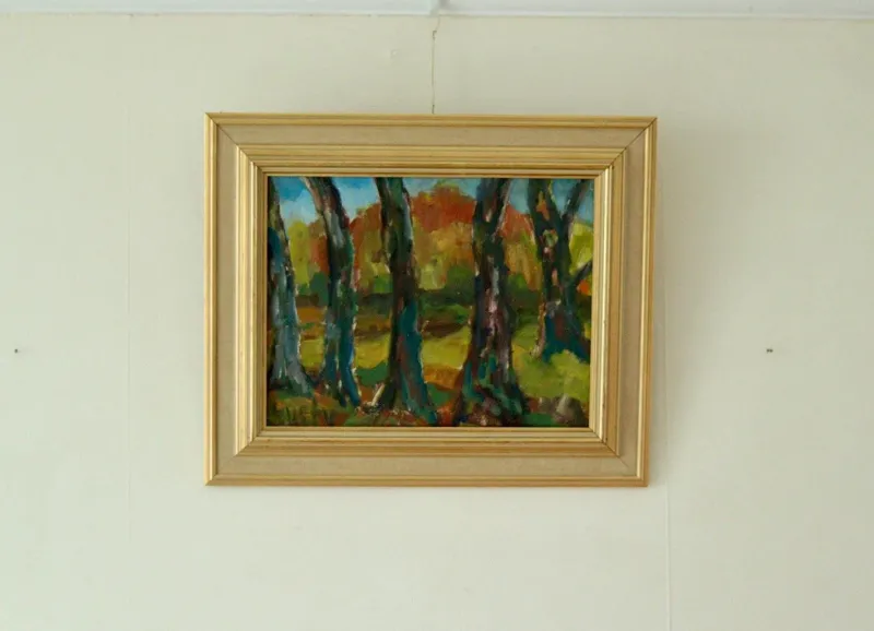 Pamono Gustav, Through the Trees, 1960s, Oil on Canvas, Framed> Contemporary|Mid-Century