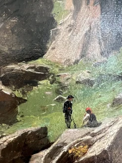 Online Pamono Gustave Eugène Castan, Landscape of Valais, Oil on Wood, 1800s, Framed