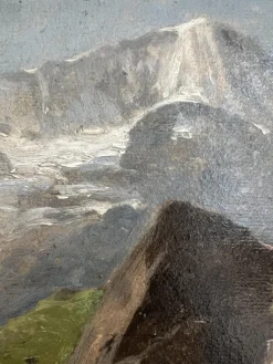 Online Pamono Gustave Eugène Castan, Landscape of Valais, Oil on Wood, 1800s, Framed