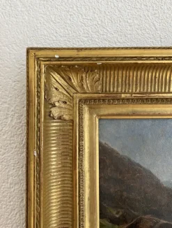 Online Pamono Gustave Eugène Castan, Landscape of Valais, Oil on Wood, 1800s, Framed