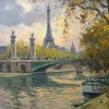 New Pamono Gustave Madelain, Alexander III Bridge and the Banks of the Seine, 1900s, Oil on Canvas
