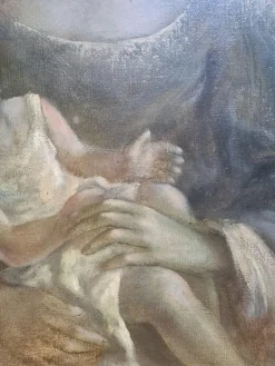Pamono Guy Cambier, Mother and Child, Large Oil on Canvas, 1960s, Framed><noscript><img width=