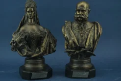 Pamono György Zala, Art Nouveau Busts of Princess Sisi and Emperor Franz Joseph of Austria, 1898, Gilded Bronzes, Set of 2> Art Nouveau