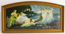 Outlet Pamono H Clementz, Boat of Nymphs, Late 19th Century, Chromolithograph, Framed
