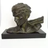 Best Pamono H. Gauthiot, Jean Mermoz with Scarf, 1920s, Bronze Sculpture