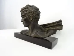 Best Pamono H. Gauthiot, Jean Mermoz with Scarf, 1920s, Bronze Sculpture