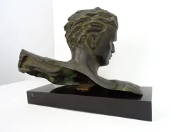 Best Pamono H. Gauthiot, Jean Mermoz with Scarf, 1920s, Bronze Sculpture