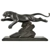 Pamono H. Gual, Art Deco Panther Sculpture, 1930, Metal & Marble> Art Deco