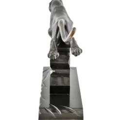 Pamono H. Gual, Art Deco Panther Sculpture, 1930, Metal & Marble><noscript><img width=