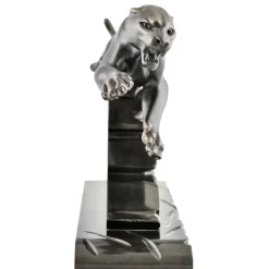 Pamono H. Gual, Art Deco Panther Sculpture, 1930, Metal & Marble><noscript><img width=