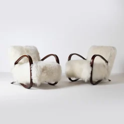 Hot Pamono H-269 Lounge Chairs by Jindrich Halabala, Czechoslovakia, 1950s, Set of 2