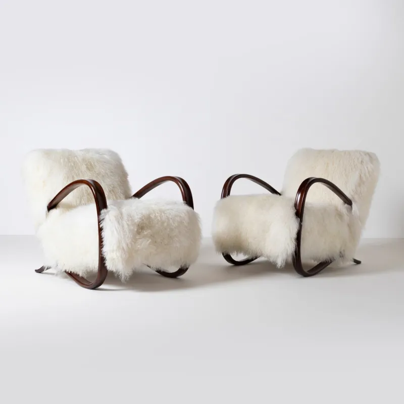 Hot Pamono H-269 Lounge Chairs by Jindrich Halabala, Czechoslovakia, 1950s, Set of 2