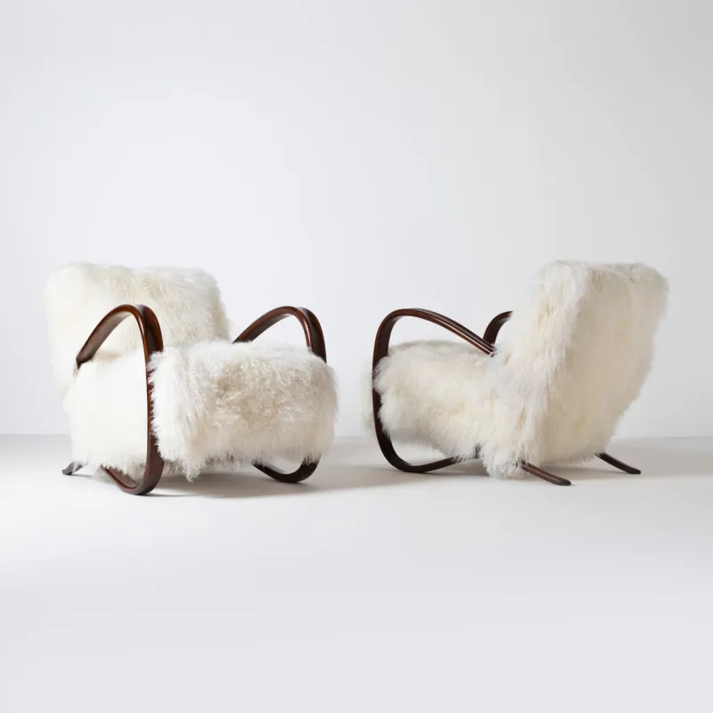 Hot Pamono H-269 Lounge Chairs by Jindrich Halabala, Czechoslovakia, 1950s, Set of 2