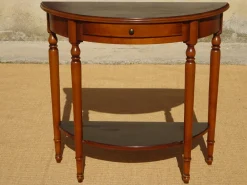 Pamono Half-Moon Console with Drawer in Cherry Wood, 1980s> Console Tables