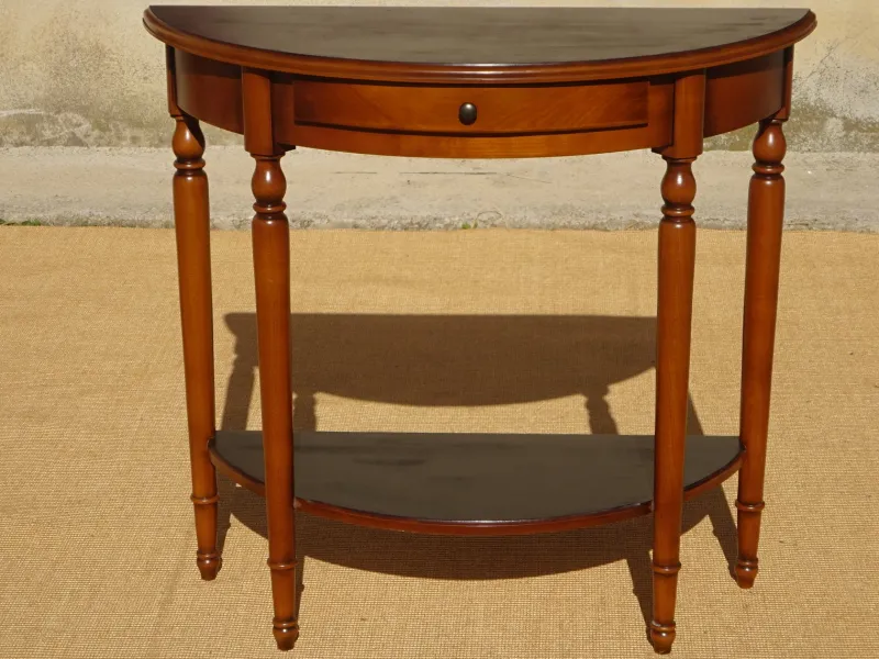 Pamono Half-Moon Console with Drawer in Cherry Wood, 1980s> Console Tables