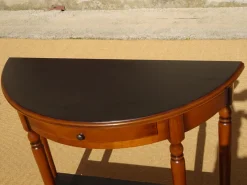 Pamono Half-Moon Console with Drawer in Cherry Wood, 1980s><noscript><img width=
