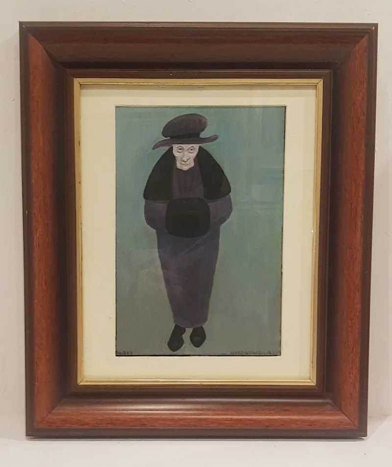 Discount Pamono Halina Dąbrowska, Portrait of Grandmother, Poland, 1964, Oil on Canvas, Framed