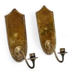 Hot Pamono Hammered Brass Wall Sconces, 1960s, Set of 2