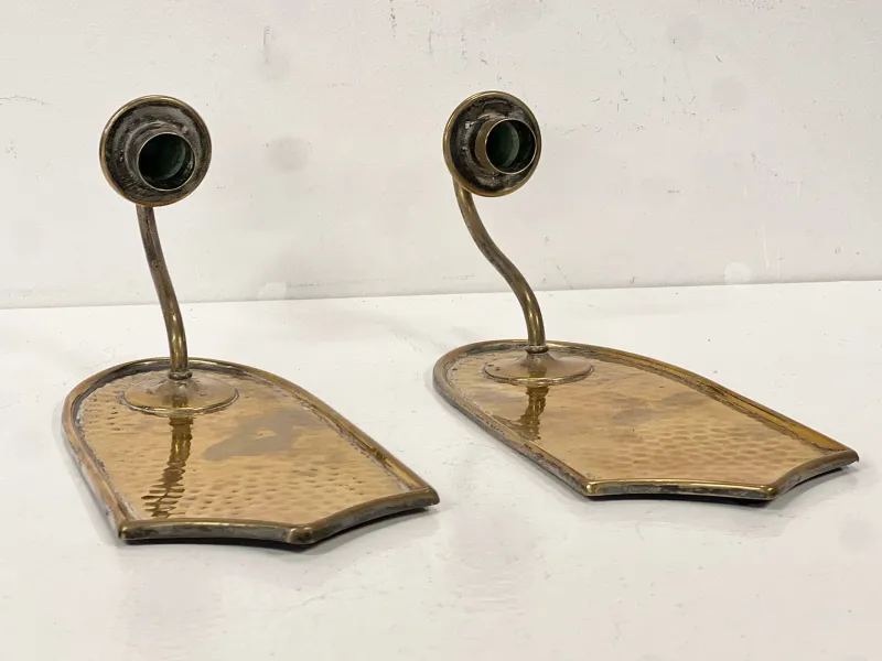 Hot Pamono Hammered Brass Wall Sconces, 1960s, Set of 2