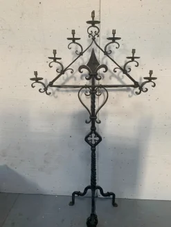 Pamono Hammered Iron Candlestick, 20th Century><noscript><img width=