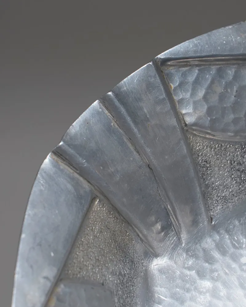 Pamono Hammered Pewter Dish from Louis Houzeaux, 1930s