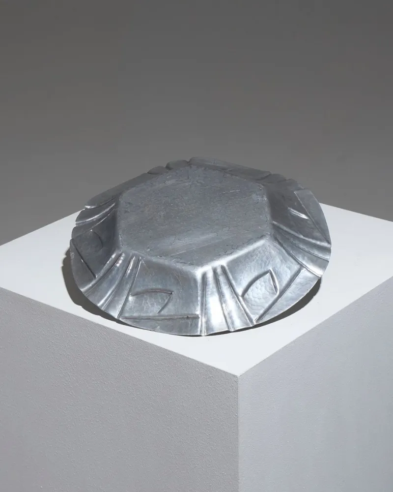Pamono Hammered Pewter Dish from Louis Houzeaux, 1930s