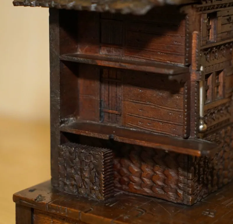 Pamono Hand Carved Black Forest Wood Cigar Box, 1880s> Fireplaces And Mantels