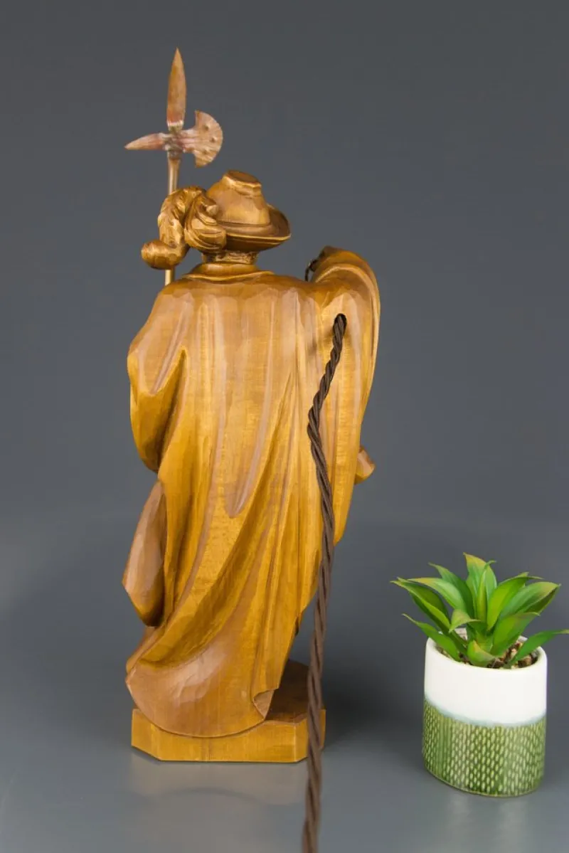Pamono Hand Carved Wooden Sculpture Lamp Depicting Night Watchman with Lantern, Germany> Table Lamps