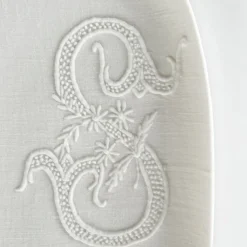 Clearance Pamono Hand Made White Porcelain Platter with Embroidered Letter Shirley by Studio Desimonewayland